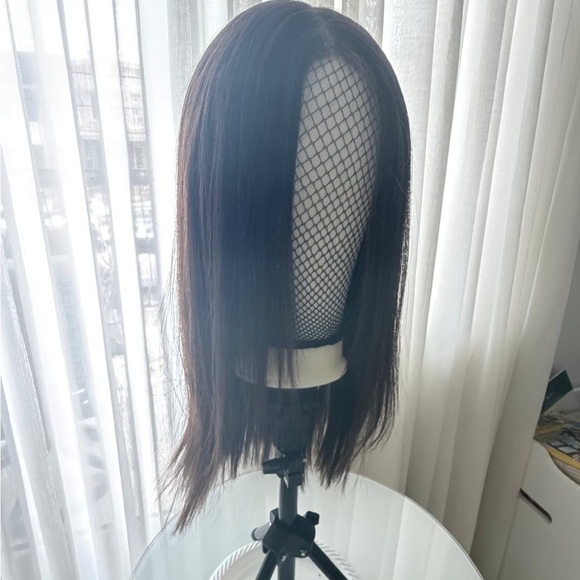 Natural Straight Brown Women’s lace top Wig - Sleek Mid-Length Hair like new